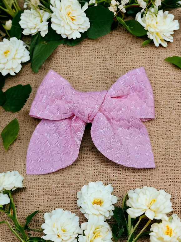 Small hair bow (textured) - pink