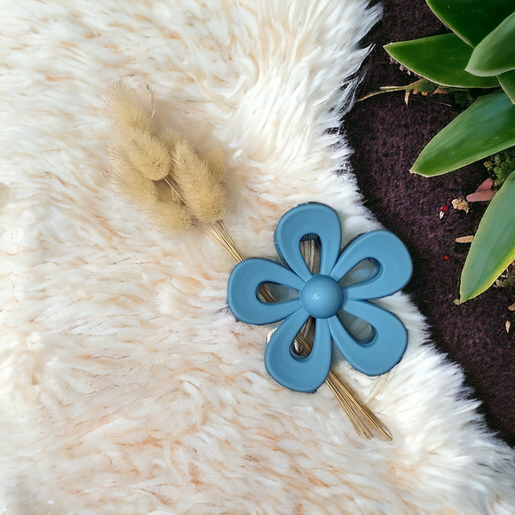 Flower Claw Clip - Blue