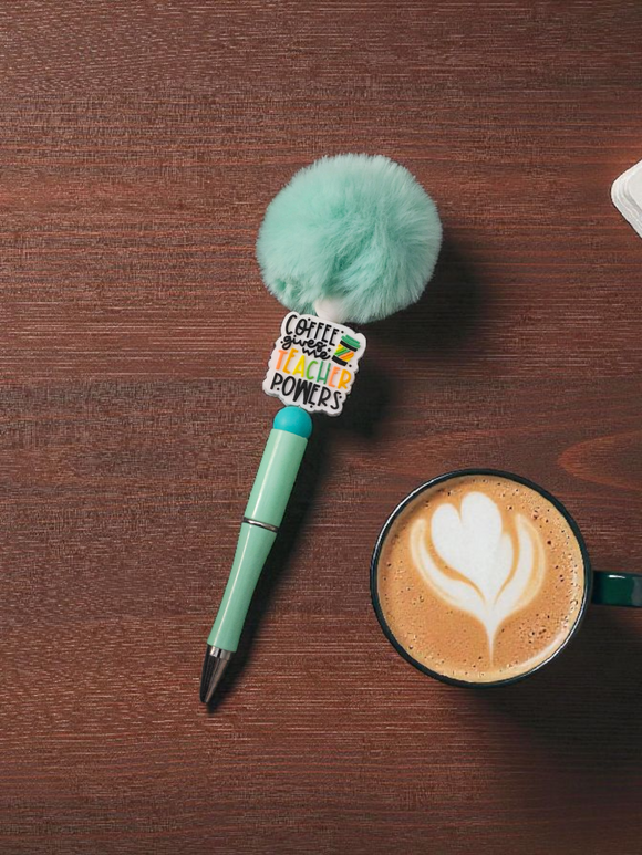 Beaded Pen - Coffee gives me Teacher Powers