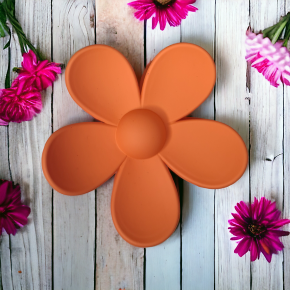 Round Flower Claw Clip - Orange