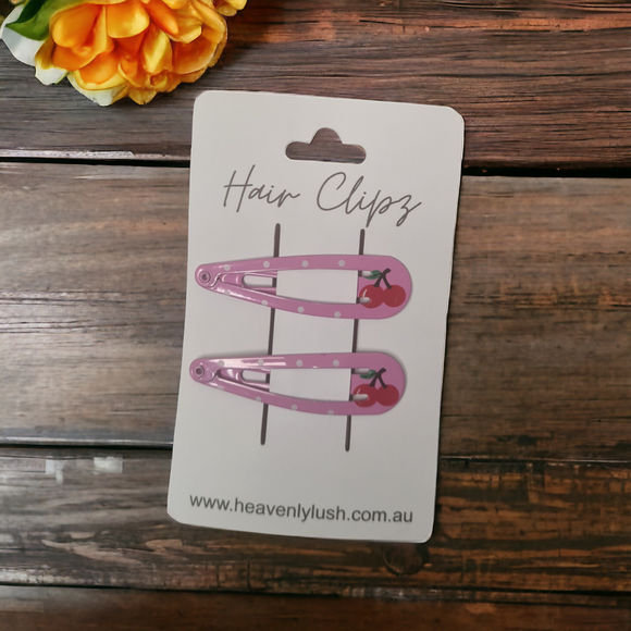 Snap Clips - Pink with Cherry Image