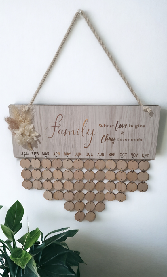 Family - Where love begins and  choas never ends. (Light wood design)