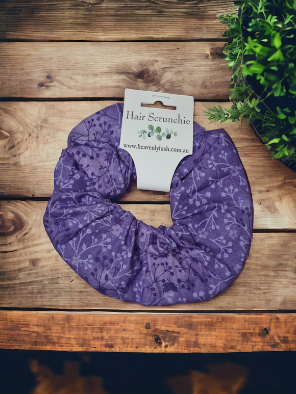 Extra Large Hair Scrunchie - Purple Flowers