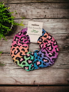 Extra Large Hair Scrunchie - Rainbow Leppard Print