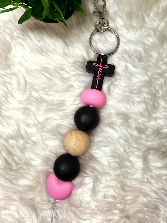 Large Keyring - Jesus (Pink)