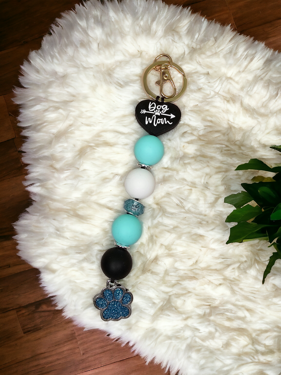 Large Keyring - Dog Mom (Teal)