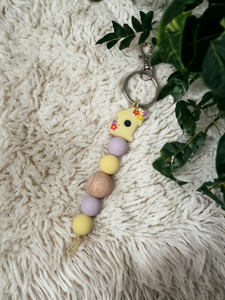 Medium Keyring - Yellow Birdhouse