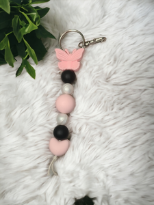Large Keyring - Pink Butterlfy
