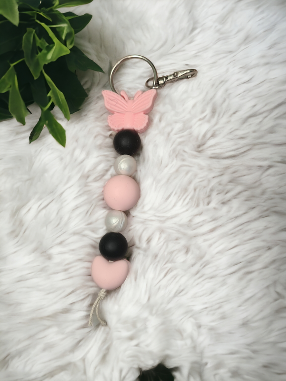 Large Keyring - Pink Butterlfy