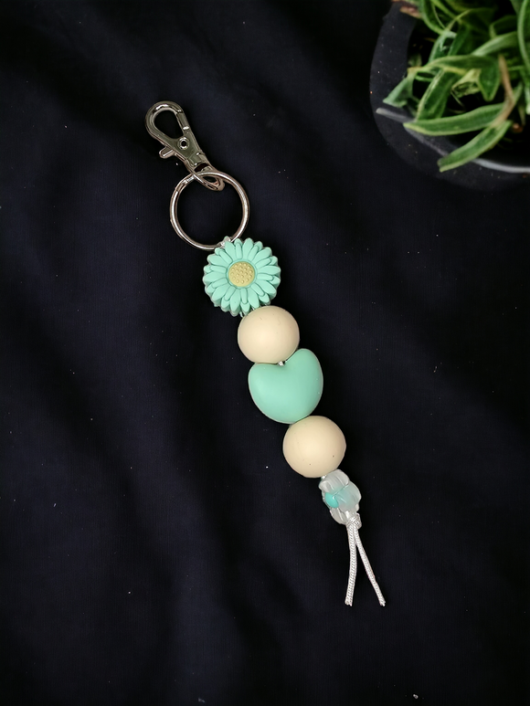 Small Keyring - Mint Green Flower