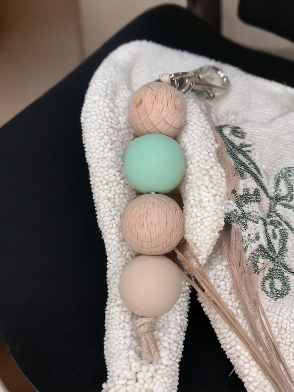 Small Keyring - Green & Tan