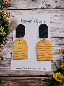 Black & Mustard Wave Patterned Dangles