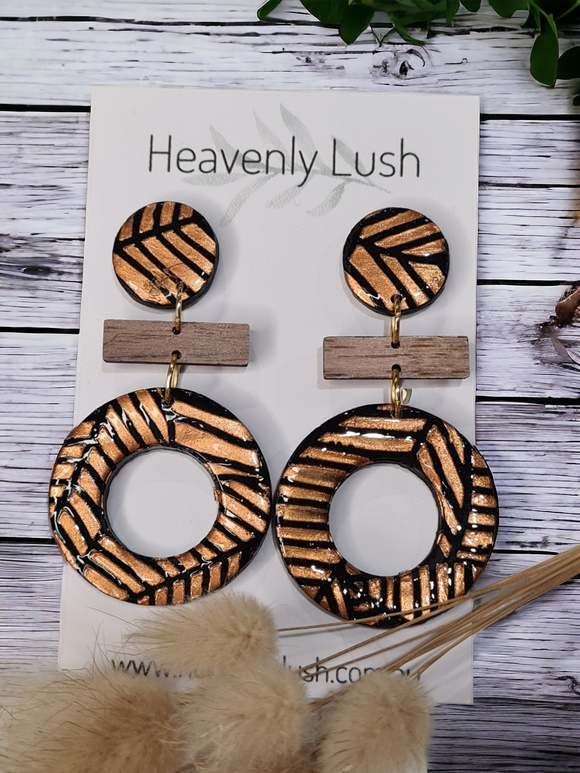 Hand-painted Bronze Round Dangles