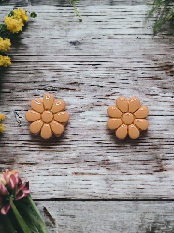 Orange Flower Studs