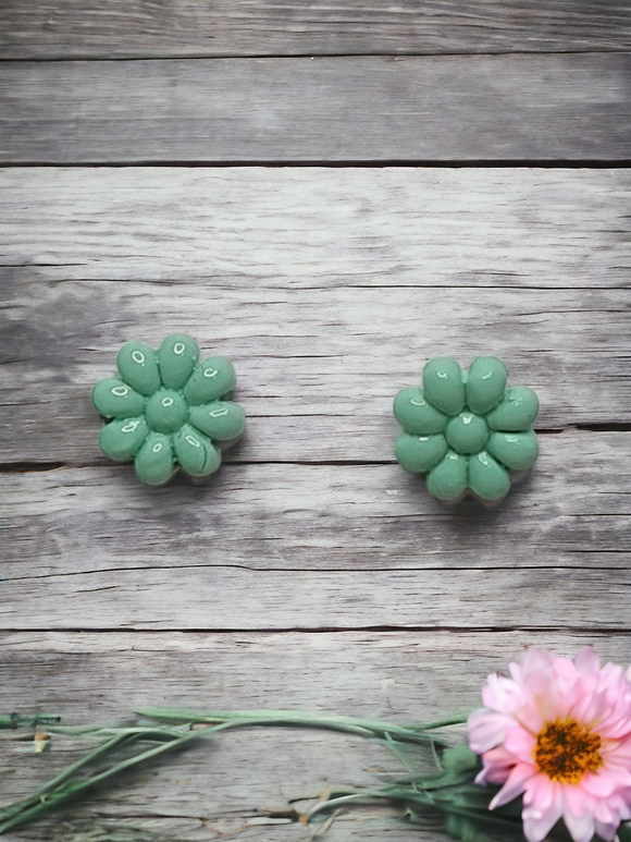 Mint Green Flower Studs