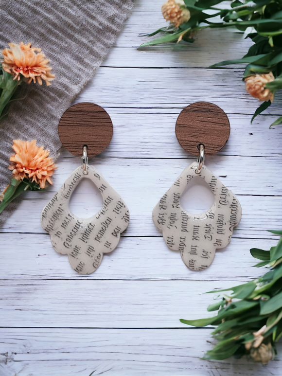 Newspaper design - Teardrop wave & Wood dangles