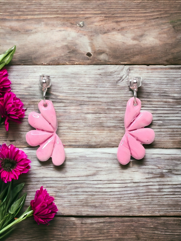Half Flower Dangles - Pink Gloss