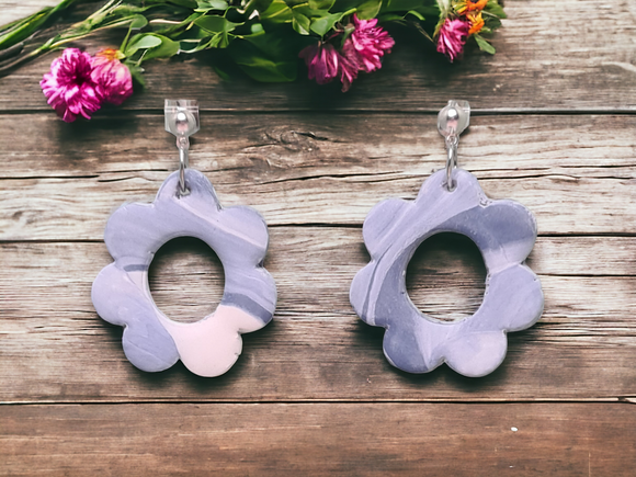 Flower Dangles - Marble Blue