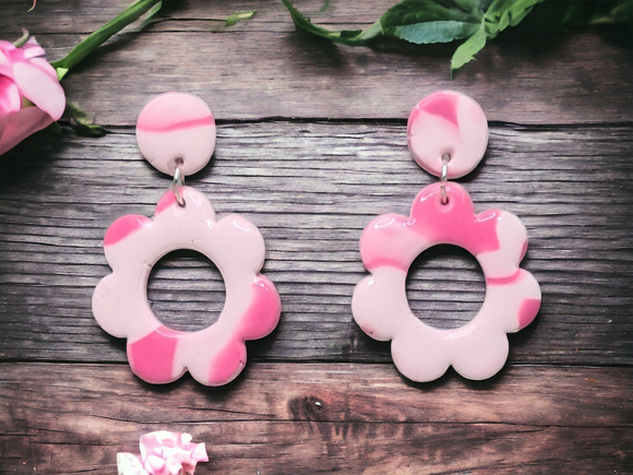 Flower Dangles - Pink & White