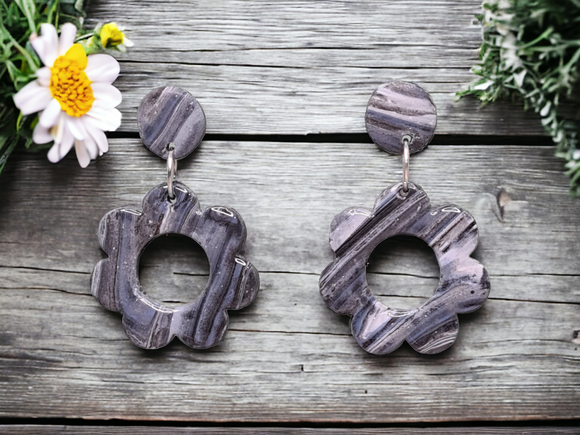 Flower Dangles - Dark Marble