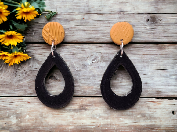 Raindrop Dangles - Black gloss drop