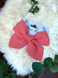 Small hair bow - Peach/Pink