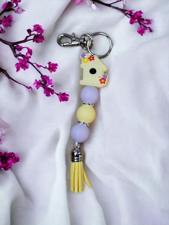 Small Keyring - Yellow Birdhouse