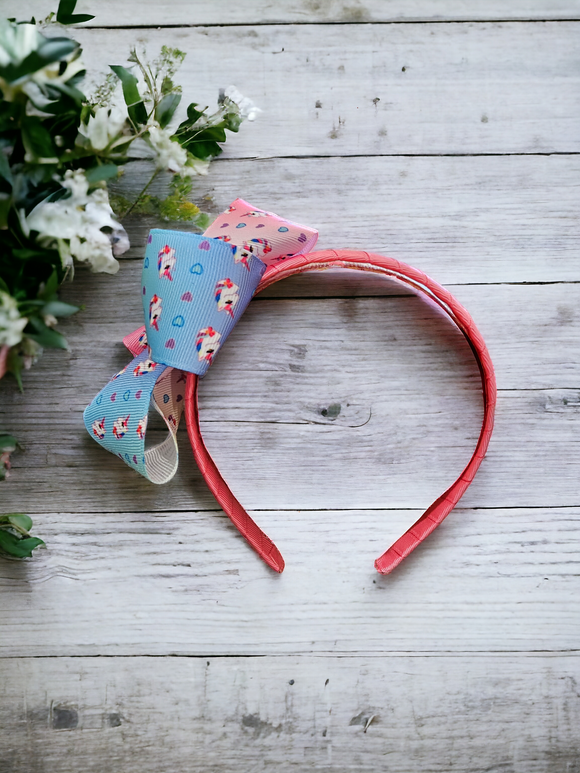 Kids headband - Rainbow with unicorns & hearts