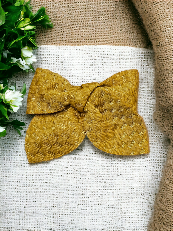 Small hair bow (textured) - mustard