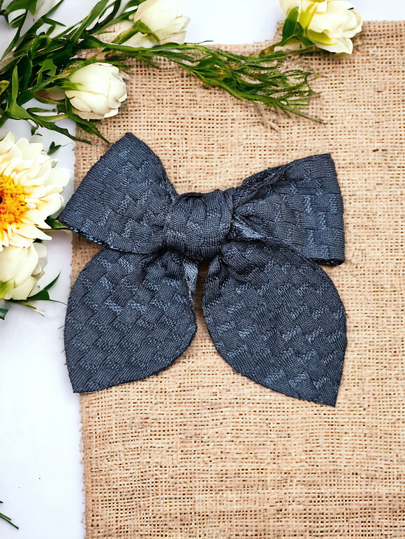 Small hair bow (textured) - black