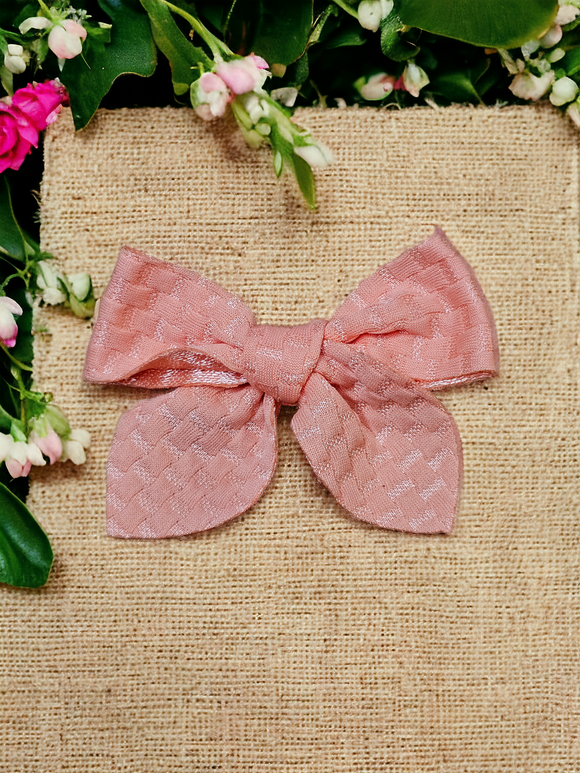 Small hair bow (textured) - peach