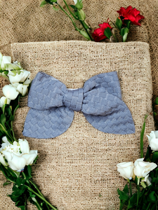 Small hair bow (textured) - Grey