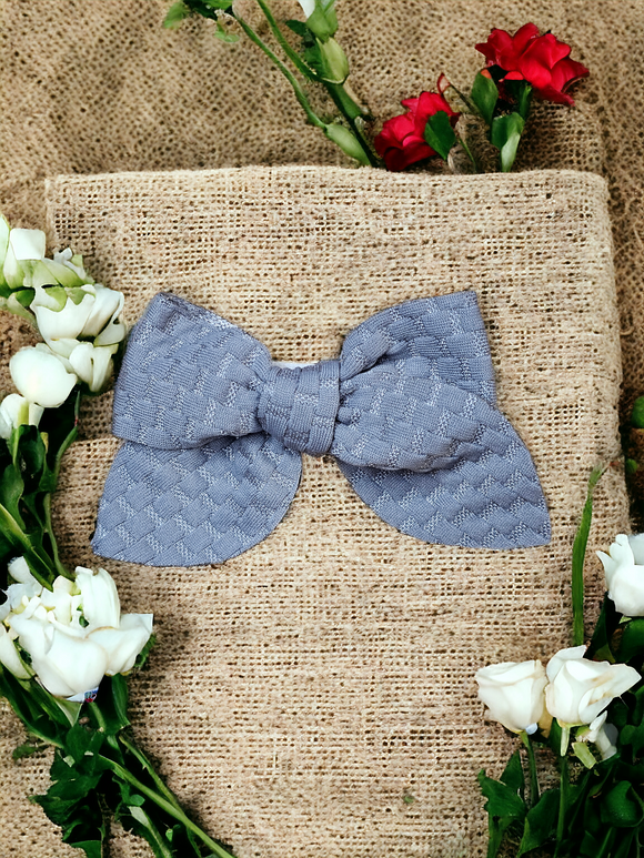 Small hair bow (textured) - Grey