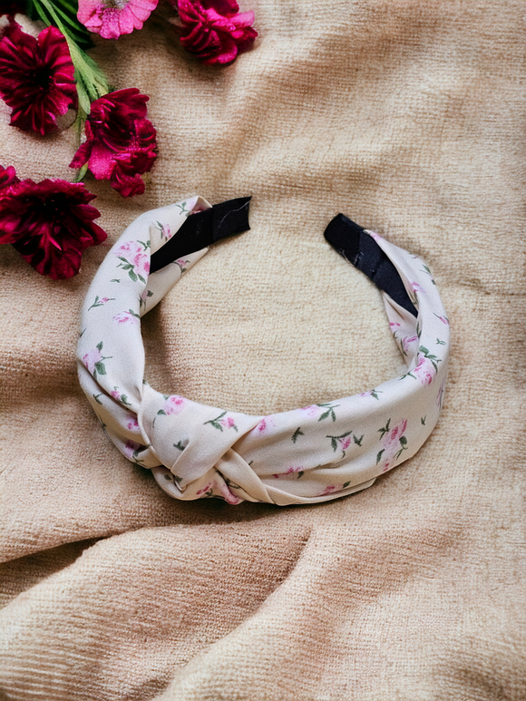 Light pink headband with pink flowers