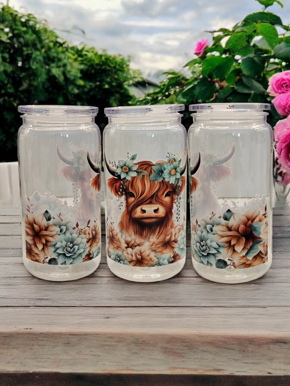 16oz Plastic Clear Tumbler - Highland Cow