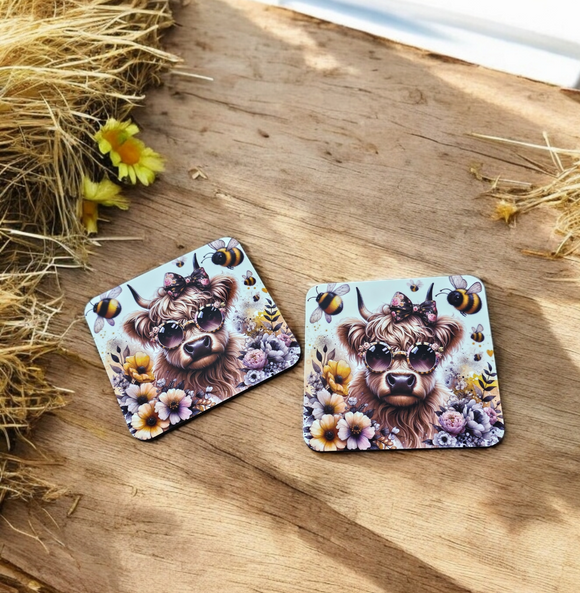 Coasters - Highland Cow & Bee's