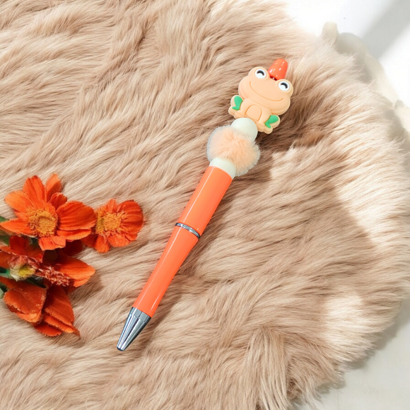 Beaded Pen - Orange Frog