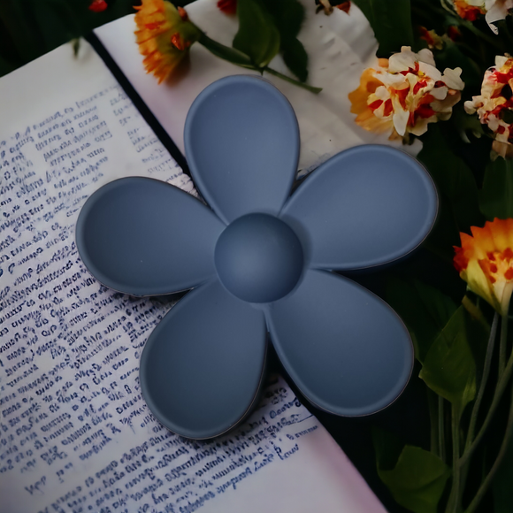 Round Flower Claw Clip - Navy Blue