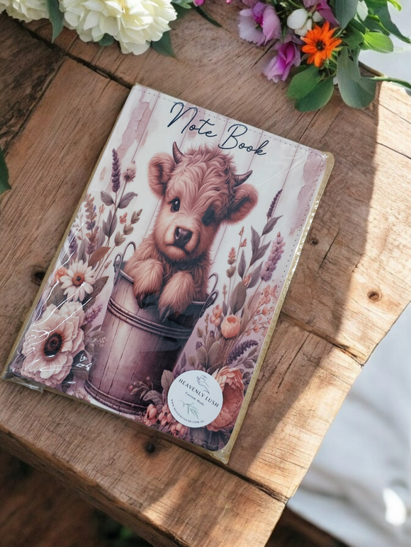 A5 Notebook - Highland Cow in Bucket