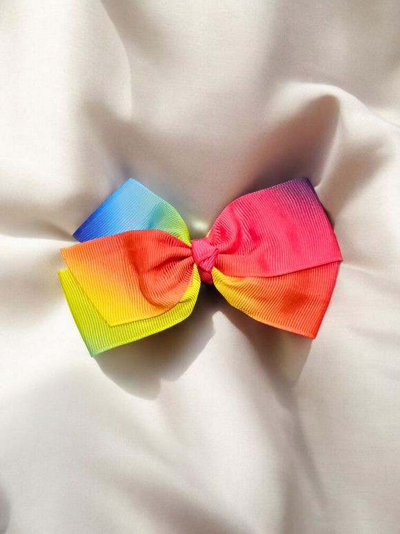 Kids Medium Hair Bow - Rainbow