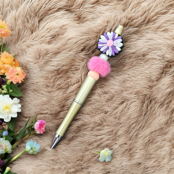 Beaded Pen - Coloured Flower