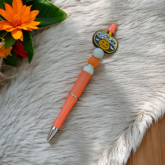 Beaded Pen - Halloween Pumpkin