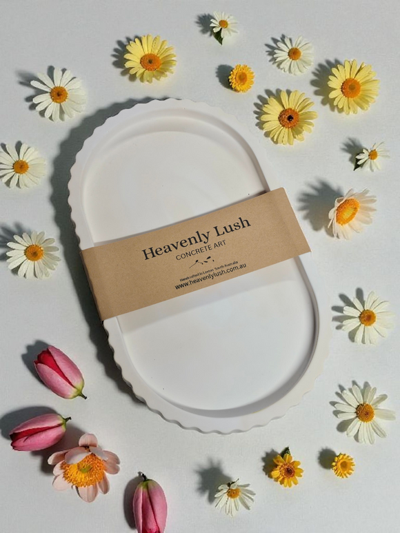 Large Oblong Dish - Peach/Cream