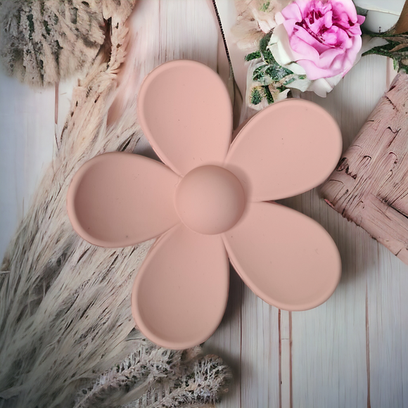 Round Flower Claw Clip - Dusty Pink