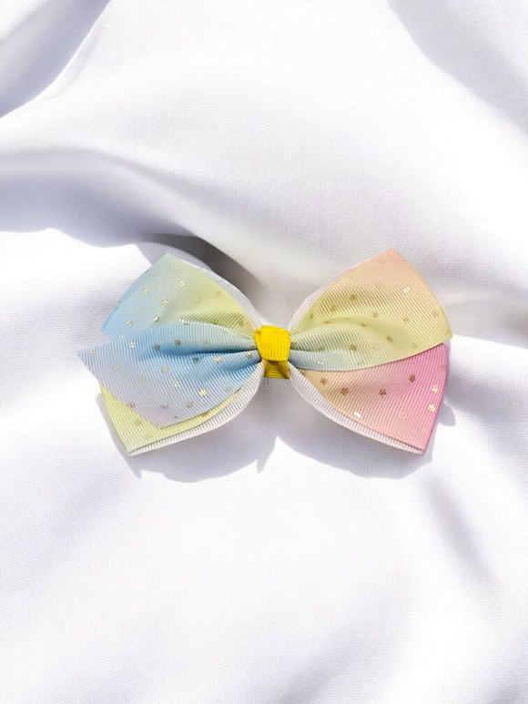 Kids Medium Hair bow - pastel rainbow