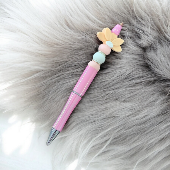 Beaded Pen - Peach Flower