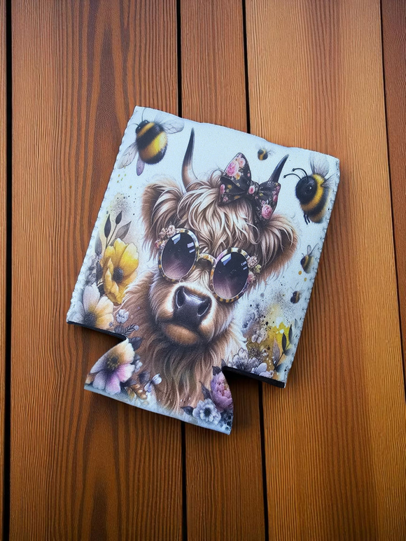 Can Cooler - Highland Cow & Bee's
