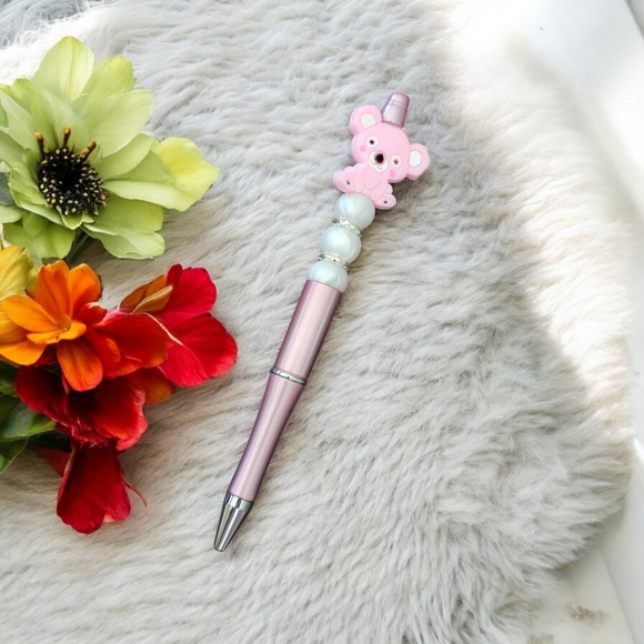 Beaded Pen - Pink Koala