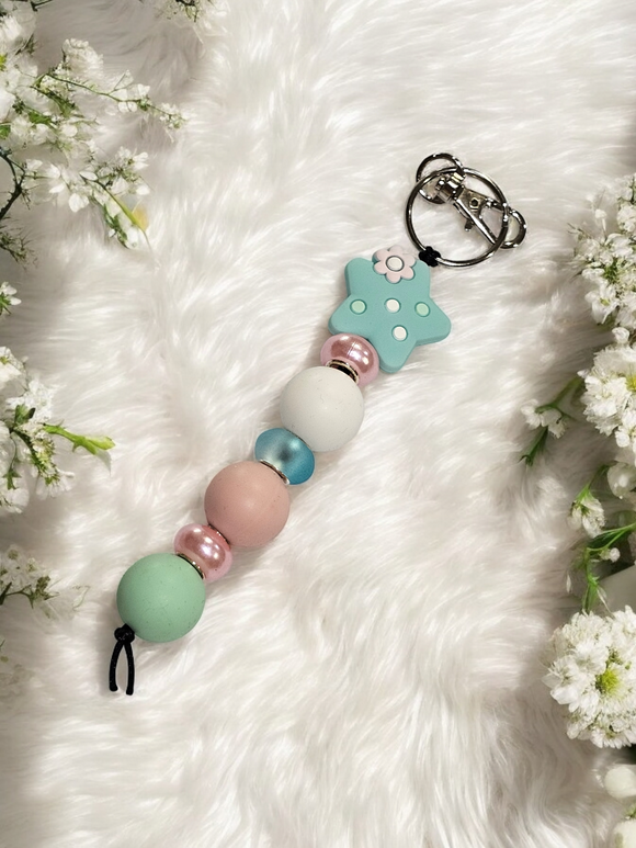 Large Keyring - Blue/Green Star
