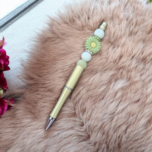 Beaded Pen - Green Flower
